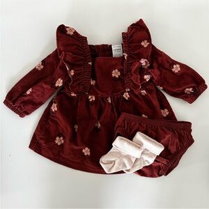 Carter's Maroon Floral Baby Dress Set